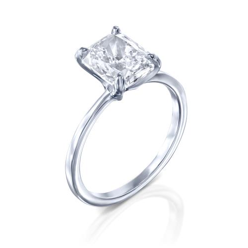 טבעת יהלום סוליטר "רדיאנט" זהב לבן