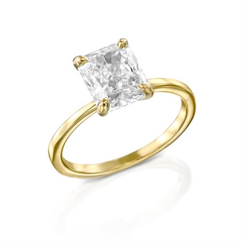 טבעת אירוסין סוליטר "רדיאנט" זהב צהוב