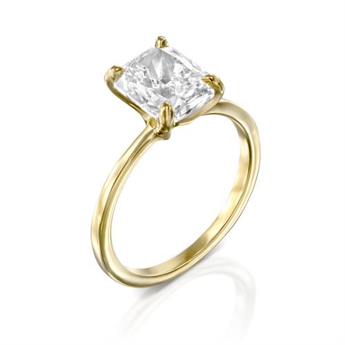 טבעת אירוסין סוליטר "רדיאנט" זהב צהוב