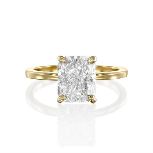 טבעת אירוסין סוליטר "רדיאנט" זהב צהוב