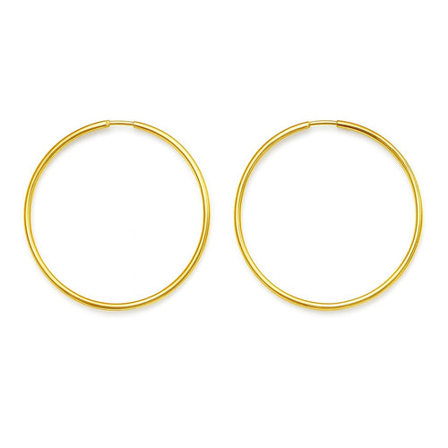 עגילי חישוק גדולים זהב צהוב בעיצוב אלגנטי ועדין קוטר 6 ס"מ