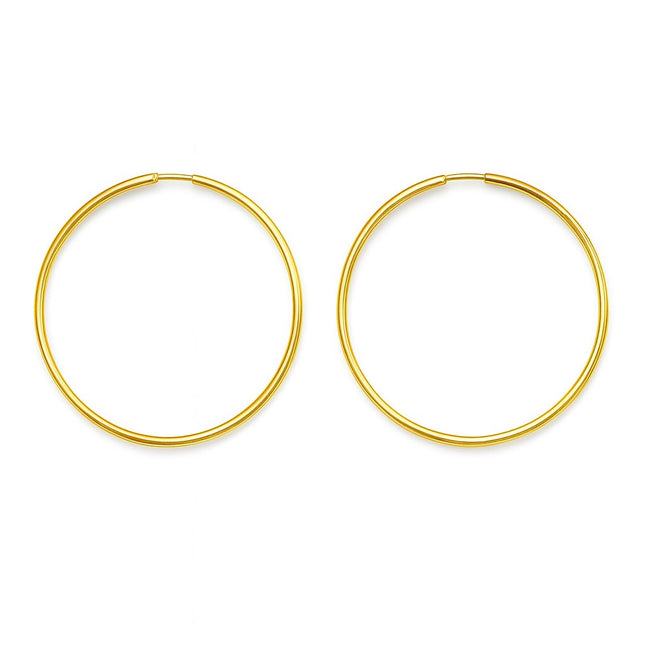 עגילי חישוק גדולים זהב צהוב בעיצוב אלגנטי ועדין קוטר 6 ס"מ