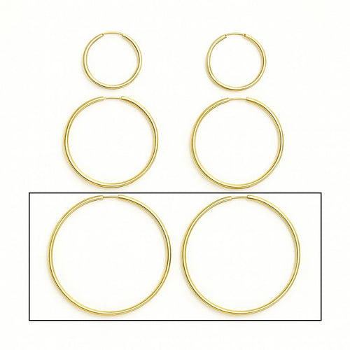 עגילי חישוק גדולים זהב צהוב בעיצוב אלגנטי ועדין קוטר 6 ס"מ