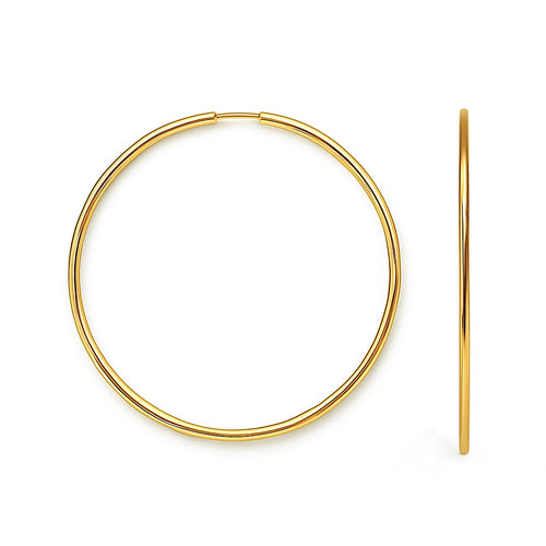 עגילי חישוק גדולים זהב צהוב בעיצוב אלגנטי ועדין קוטר 6 ס"מ