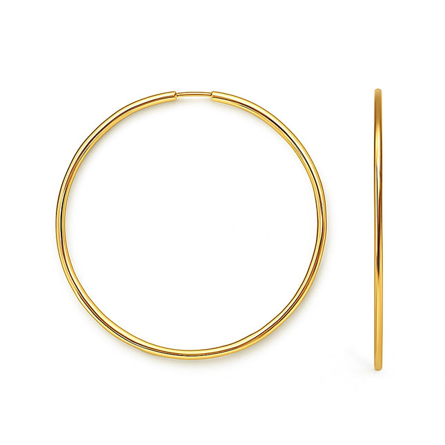 עגילי חישוק גדולים זהב צהוב בעיצוב אלגנטי ועדין קוטר 6 ס"מ