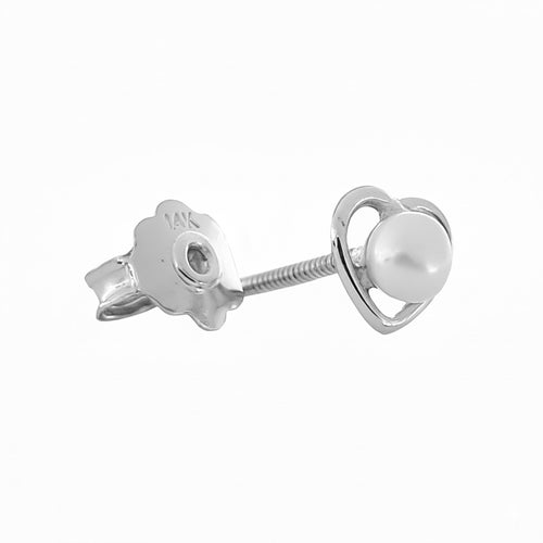 עגילי לב עם פנינה לילדות מזהב