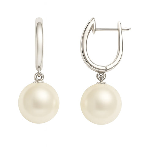 עגילי פנינה טבעית מזהב צהוב 14 קראט בעיצוב קלאסי יוקרתי ונקי