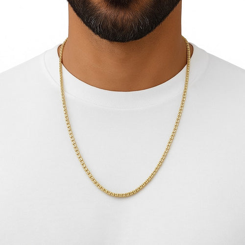 שרשרת אייס ICE מזהב צהוב 14 קראט עם חריטה יהלומית וברק מרהיב