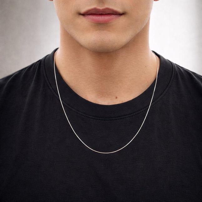 שרשרת ונציה מזהב צהוב או לבן בעיצוב חוליות בוקס מדויקות