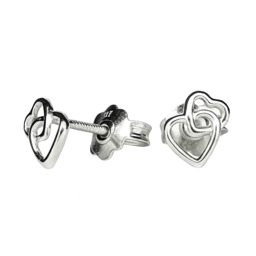 עגילי לבבות חופפים לילדות מזהב מבריק