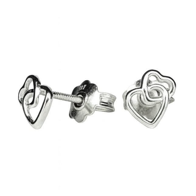 עגילי לבבות חופפים לילדות מזהב מבריק