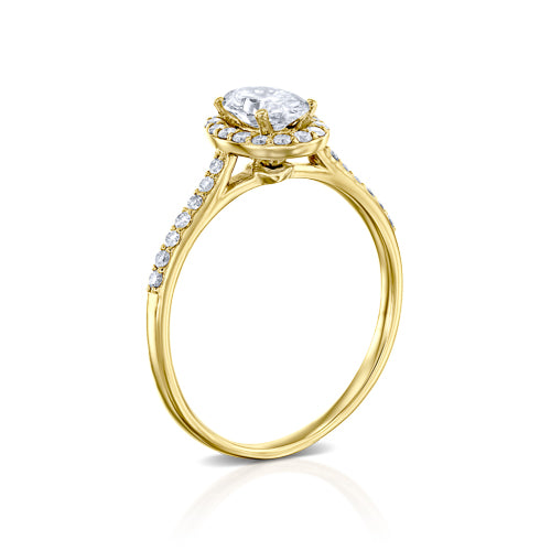 טבעת אירוסין "ויולט" היילו אובל זהב צהוב