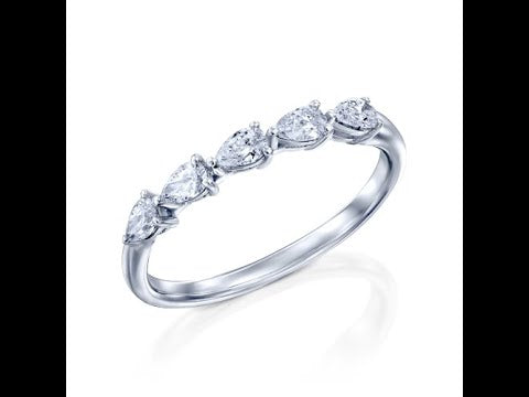 טבעת שורה 5 יהלומים שורה טיפות זהב לבן