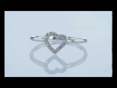 טבעת יהלומים לב 0.15 קראט זהב לבן