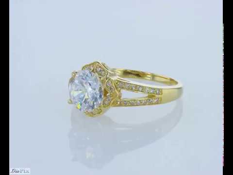 טבעת יהלומים זהב צהוב "גבריאלה" בעיצוב וינטאג'