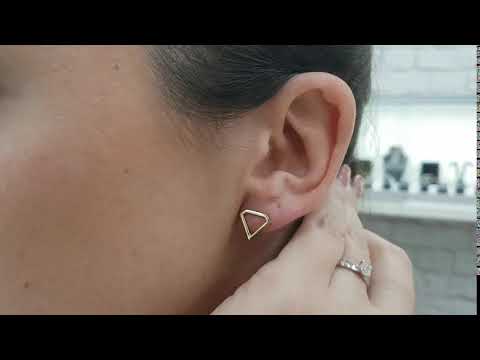 עגילי זהב צמודים בעיצוב צורת יהלום מזהב