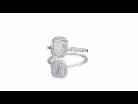 טבעת יהלום זהב לבן בחיתוך "קושיין"