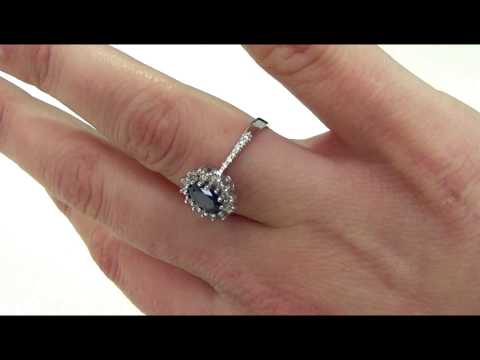 טבעת דיאנה מזהב צהוב עם ספיר טבעית אובלית ושיבוץ יהלומים מלא