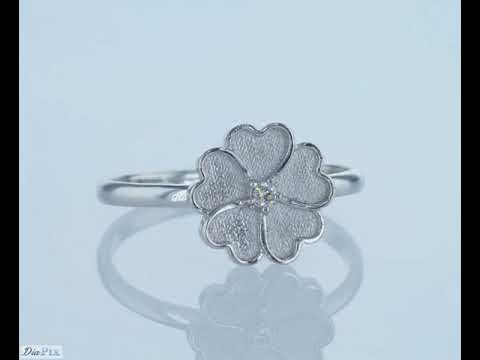 טבעת אירוסין "לבבות" משובצת יהלום זהב לבן